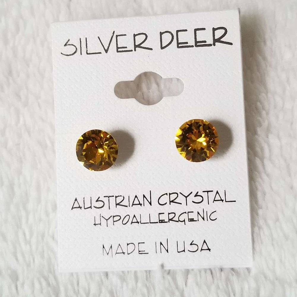 Silver Deer Austrian Crystal Earrings